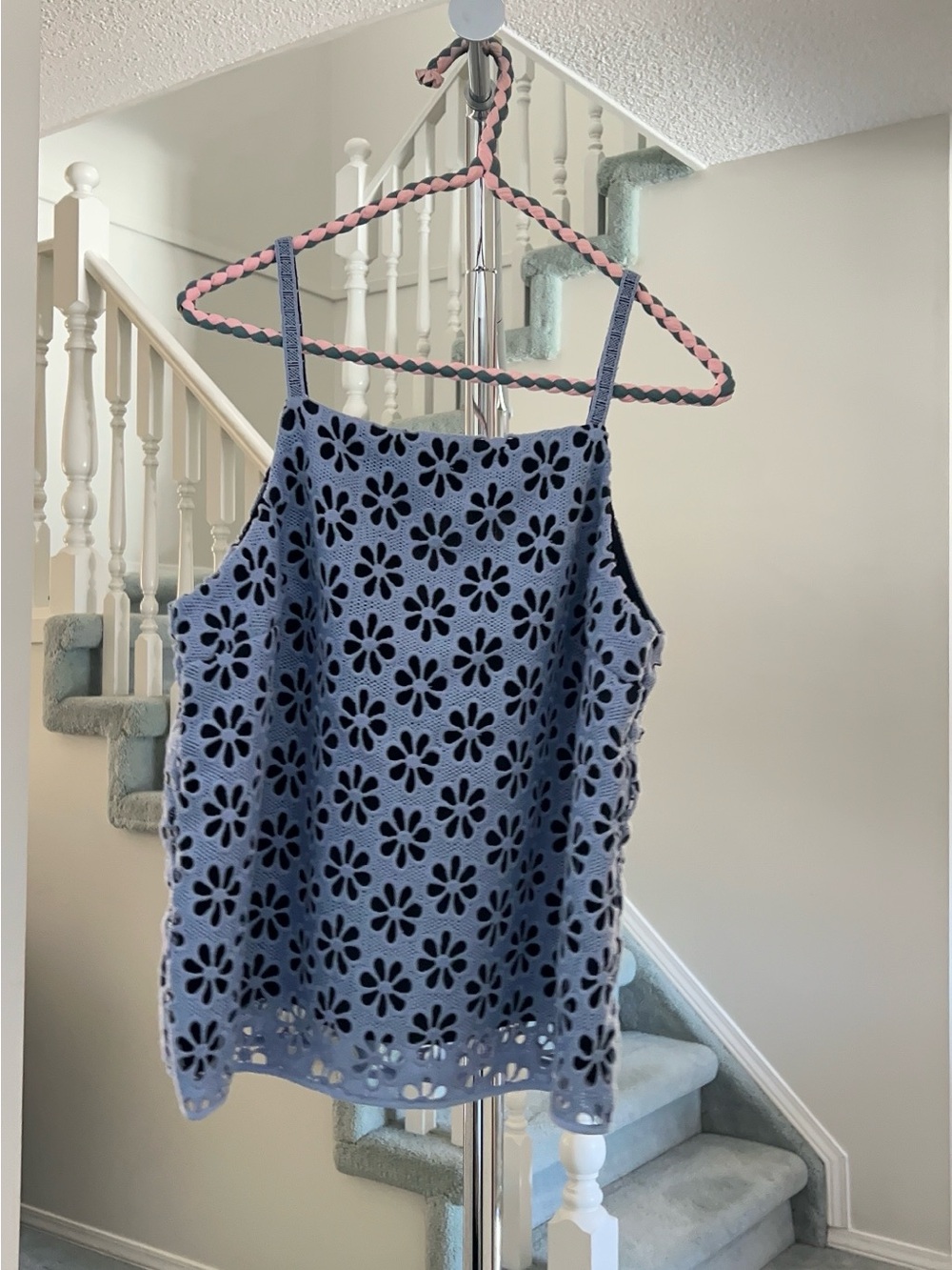 Anthropologie Periwinkle Floral Eyelet Camisole